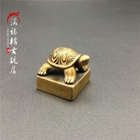 Đồng Rùa Con Dấu Đồ Trang Trí Nhỏ Đồng Rùa Cổ Cói Tay Cầm Mảnh Đồng Cổ Micro Khắc Nghiên Cứu Thị Trấn Thước Đồng Cũ 3-14-17