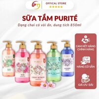 Dòng Sữa Tắm Purité 850ml - Sự Lựa Chọn Hoàn Hảo cho Làn Da Tự Nhiên + 2 dây sữa tắm sạch khuẩn oliu