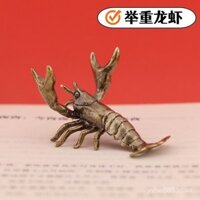 Đồng thau nguyên chất nâng tạ tôm hùm để bàn Đồ trang trí tôm hùm đồ cổ gia dụng bút giá đựng trà vật nuôi trang trí đồ đồng nhỏ thủ công mỹ nghệ