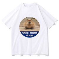 Động Vật Capybara T Nam Hoạt Hình Áo Thun Bông Tai Kẹp Đồ Họa Anime Nam Áo cotton