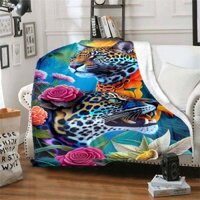 Động Vật Hoang Dã Da Báo In Cừu Chăn Len Mèo Hoang Dã In Sang Trọng Chăn Sofa Giường Trang Trí Phòng Cây Lá Ấm Sang Trọng Chăn Cho Bé