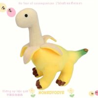 Động vật rồng NONEDYODYE, Đồ chơi nhồi bông chuối bóc vỏ màu vàng 28cm, Quà tặng sinh nhật nhồi bông mềm dễ thương Đồ chơi sang trọng khủng long cho trẻ em