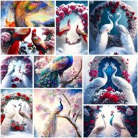 Động Vật Trắng Con Công DIY Cross Stitch Set Thêu Hoàn Chỉnh Bộ 45 Màu Sợi Chỉ Kim Thủ Công Thủ Công Đan Tranh Gói Bán Buôn Thêu Người Mới Bắt Đầu