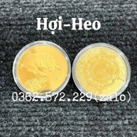 Đồng Xu 12 Con Giáp Mạ Vàng Treo Oto, Xe Máy Phong Thủy - HỢI - HEO