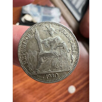Đồng xu bạc 10 hoa xoè đông dương 10 cent năm 1930