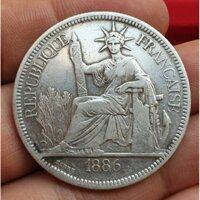 Đồng Xu BẠC Hoa Xòe 1886 Chuẩn Cổ Sưu Tầm