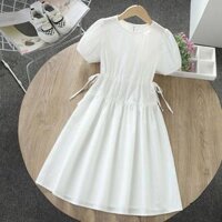 DONGSHOP HOT Cô gái ăn mặc mùa hè lưới đỏ cô gái váy công chúa trắng phong cách phương Tây thắt lưng váy trẻ em lớn Hàn Quốc vòng cổ váy - Trắng - 170