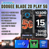 DOOGEE Blade20 Play 5G – Dimensity 7050 | 32GB RAM + 256GB ROM | Màn hình 6.6" 90Hz | Loa 125dB | Camera nhìn đêm 20MP | Pin 10300mAh + Sạc 33W | Face ID + Vân tay | NFC