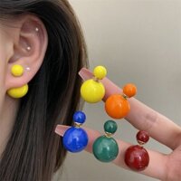 Dopamine Candy Bông tai đậu Hà Lan đầy màu sắc Nữ S925 Bạc Kim Mặt trước và Mặt sau Bông tai Hàng có sẵn✨2025✨0328