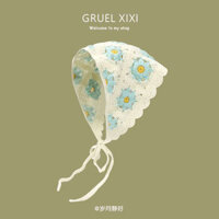 Dopamine Daisy Xuân Thu Hoa Dệt Kim Móc Rỗng Khăn Trùm Đầu Văn Học Cô Gái Phong Cách Tam Giác Khăn Len Băng Đô