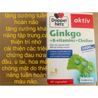 Doppelherz Ginkgo + B-vitamins + Choline 5000 tăng cường tuần hoàn não, giảm đau nửa đầu do thiểu năng tuần hoàn máu não