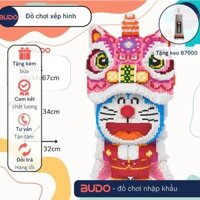 doraemon họa tiết 55cm, Lắp ghép doraemon đầu lân đội lân hồng 53cm, 67cm,93cm Đồ chơi lắp ráp doremon mẫu mới 2023