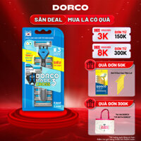DORCO PACE 3 CROSS - Dao Cạo Râu Hàn Quốc 3 Lưỡi - Hộp Gồm 1 Cán và 8 Đầu Cạo