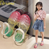 Doremi sandal Trẻ Em gradient màu cầu vồng Dệt kho báu rỗng giày đi biển cho bé gái
