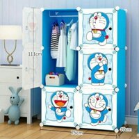 [ĐOREMON] TỦ NHỰA GHÉP- TỦ QUẦN ÁO 6 Ô XANH CỬA ĐÔREMON.