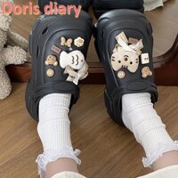 【Doris diary】Đế dày 8cm tăng chiều cao dép EVA đế mềm đục lỗ giày nữ thời trang mới đế phẳng dép đi biển