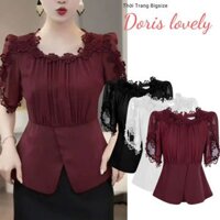 Dorislovely Áo nữ thời trang công sở phối tay ren điệu đà