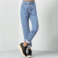 Dotfashion Xanh Cuộn Vòng Bít Bạn Trai Quần Lửng Jeans Nữ 2019 Mùa Thu Thường Ngày Chân Thẳng Cao Cấp Quần Jean Dạo Phố Hàn Quốc Thời Trang