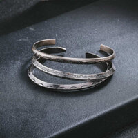 Double arms women's double arms best friend's couple bracelet 2023 Sản Phẩm Mới Phong Cách Dân Tộc Đơn Giản Nữ Phù Hợp Với Phong Cách Niche Nam Độc Đáo Mở Vòng Tay Thép Titan Cặp Đôi Trang Sức