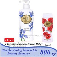 Double Rich - Sữa tắm Dưỡng ẩm hương hoa Iris 800 g Dreamy Romance + Tặng sữa tắm 200 gr