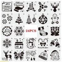 Doublebuy 24 Chiếc Tranh Stencils DIY Trang Trí Giáng Sinh Vẽ Stencil Cho Tranh