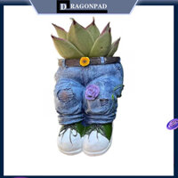 Dragonpad Sáng Tạo Quần Denim Nhựa Chậu Hoa, Chậu Trồng Hoa, Nhựa Retro Hình Quần Jean Vườn Tượng Nhỏ Trồng Chậu Hoa DIY Cho Nhà Bãi Cỏ Sân Trang Trí Bên Ngoài