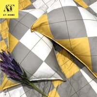 Drap Giường Ga Giường Cotton Thắng Lợi Mẫu Mới Mát Mềm Mịn Đẹp Vượt Thời Gian - Màu Caro Vàng - AT HOME - Bộ 4 món 1m8x2m