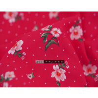 Drape Thân Thiện Với Da Hoa Hồng Trắng Chấm Bi Vải Voan Hoa Hồng Đỏ Bé Gái Đầm Sườn Xám Thiết Kế Vải