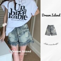 [Dream Island] Quần Jean Nữ Lưng Cao Phong Cách Retro Hàn Quốc