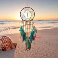 Dreamcatcher handmade đính lông vũ [Tặng thiệp handmade] màu nâu xanh kiểu Vintage cổ điển Pinky Shop mã DRDXN1