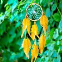 Dreamcatcher màu cam ( Vòng 10cm , chiều dài = 35cm )