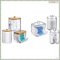 [Dreamedge] 3 Hộp đựng thìa nhựa trong suốt và hộp đựng Qtip cho phòng tắm - Hộp đựng muối tắm, tròn