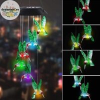 Dreamwin Đầy Màu Sắc Năng Lượng Mặt Trời Chuông Gió Chim Ruồi Chống Nước Windchime Đèn Năng Lượng Mặt Trời vn