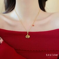 [Drejew] Vòng cổ dầu nhỏ giọt mạ điện vàng 24K Jixiang Dây chuyền xương đòn thời trang Trung Quốc mới nhẹ trang sức cao cấp sang trọng