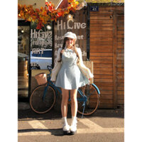 Dress Hot Sweet Annie Patchwork Heavy Craft[]French Style New Chic Waist-Cinching Autumn1.1Timeless Autumn and Winter Collection Not Worth a Thousand Gold