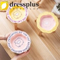 Dressplus Bát đựng thú cưng bằng gốm, Bát nước thức ăn cho mèo chống trượt hình hoa, Phụ kiện thú cưng Chống cằm đen 250ML Bát đựng thức ăn đóng hộp cho thú cưng cho mèo con