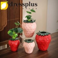 Dressplus Bình gốm dâu tây, Chậu hoa thủy canh quyến rũ dễ thương, Sáng tạo cao cấp phong cách Ins mô phỏng đồ trang trí dâu tây Phòng khách