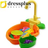 Dressplus Đồ chơi bồn rửa chén, Đồ chơi bồn rửa nhà bếp điện mô phỏng, Quà tặng trẻ em Thức ăn Mini Giả vờ chơi giáo dục Đồ chơi nhà chơi Đồ chơi trẻ em