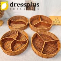 Dressplus Giỏ đựng mây giả, Khay phục vụ trái cây dệt chia 2 / 3 / 4 ngăn, Đồ ăn nhẹ để bàn thủ công chắc chắn đa năng mới lạ
