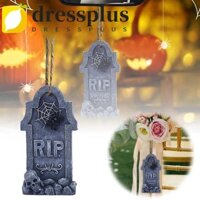 Dressplus Halloween Rip Tombstones, Đồ thủ công bằng nhựa treo đầu lâu Mặt dây chuyền bia mộ, Sáng tạo đáng sợ Nghĩa trang ngộ nghĩnh Dấu hiệu ngôi nhà ma ám