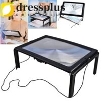 Dressplus Reading 3X Kính lúp Full Page, Kính lúp để bàn 4 đèn LED có thể gập lại, Kính lúp đan độ phân giải cao Kính lúp LED lớn a4 di động độ phân giải cao Kính lúp người cao tuổi