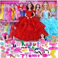 Dressup Barbie búp bê Set Hộp quà tặng Trẻ em Girl Toy Princess Wedding Suit Box Búp bê Quà tặng