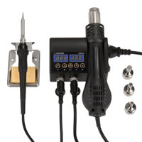 Drillpro 2 in 1 750W 220V/110V Soldering Station Hot Air Gun Heater LCD Digital Display Soldering Iron Welding Rework St
