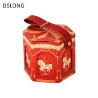 Dslong 10 Cái Hộp Quà Tròn Vui Vẻ Đi, Hộp Quà Tặng Băng Đảng Tắm Đám Cưới Cho Bé, Đồ Dùng Tay Cầm Da Cracker Gói Kẹo Ngày Lễ Tình Nhân Khách