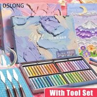Dslong 24 / 36 / 48 Màu Bút chì siêu mềm, Bút chì màu cổ điển Macaron, Morandi kèm bộ dụng cụ Bút chì sáp