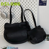 DSLONG Túi cầm, Túi Tote hình Hello Kitty PU Sanrio, Túi đeo vai đơn dung tích lớn bền bỉ