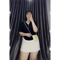 [DT Bigsize] Áo cổ tim nút phối màu vạt bầu nữ bigsize - A44