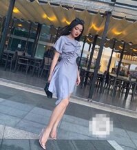 🌺DTB201011957 ĐẦM XÒE NHẤN LINE TÀ CHÉO BÈO HÔNG🌺