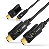 DTECH 25 Feet Fiber Optic HDMI Cable 4K 60Hz YUV 444 18Gbps High Speed Ultra HD with Dual Micro HDMI and Standard HDMI Connector (8 Meters, Black)