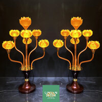 DTHS 11 Đèn thờ hoa sen 7 bông chớm nở – cao 76cm